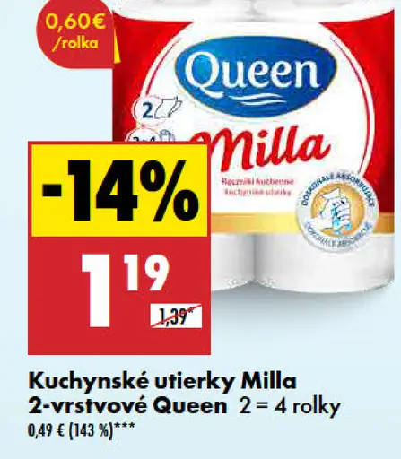 Queen Kuchynské utierky Milla 2-vrstvové