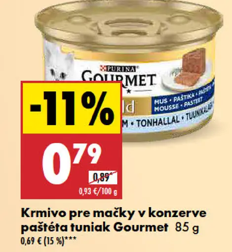 Gourmet Krmivo pre mačky v konzerve paštéta tuniak