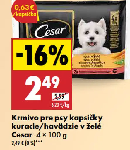 Cesar Krmivo pre psy kapsičky kuracie/hviezdie v želé