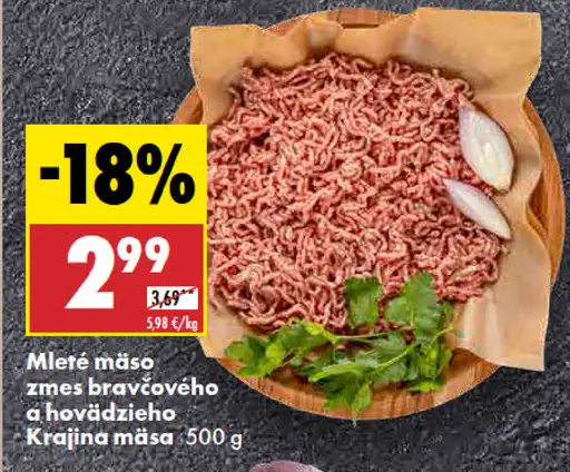 Krajina mäsa Mleté mäso zmes bravčového a hovädzieho mäsa