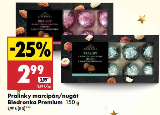 Biedronka Premium pralinky nugát/marcipán