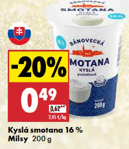 Rajo Kyslá smotana 16%
