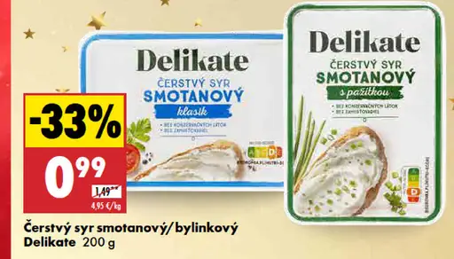 Delikate Čerstvý syr smotanový/bylinkový