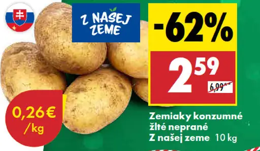 Zemiaky konzumné žlté neprané