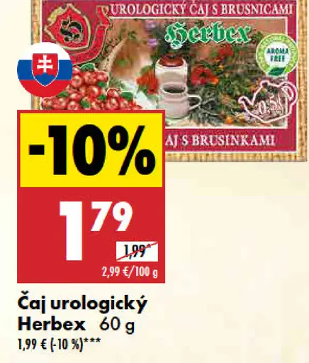 Herbex urologický čaj s brusnicami