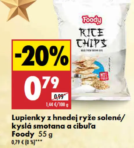 Foody lupienky z hnedej ryže solené/kyslá smotana a cibuľa