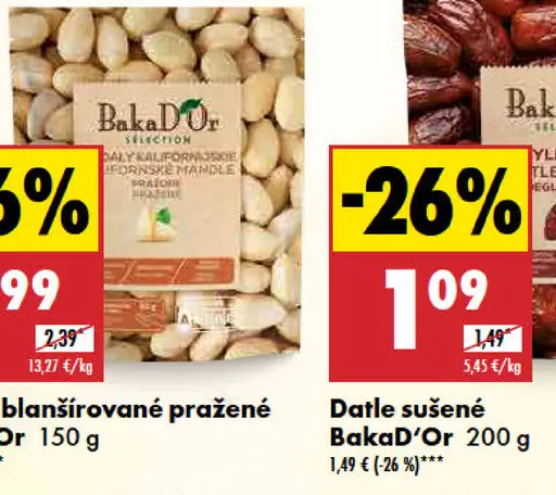 BakaD'Or Mandle blanšírované pražené