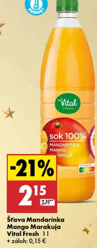 Vital Fresh Šťava Mandarinka Mango Marakuja