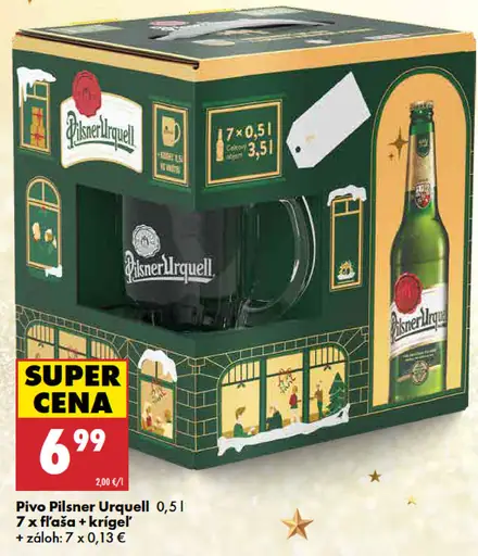 Pilsner Urquell 7x fľaša + krígeľ