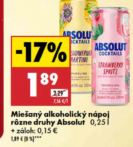 Absolut miešaný alkoholický nápoj