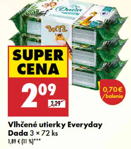Everyday vlhčené utierky 3 x 72 ks