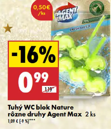 Agent Max Tuhý WC blok Nature rôzne druhy