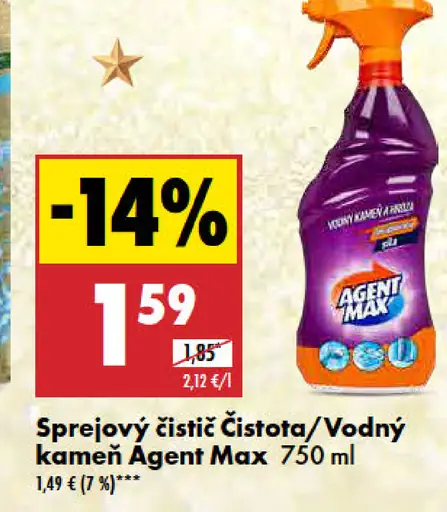 Agent Max Sprejový čistič Čistota/Vodný kameň