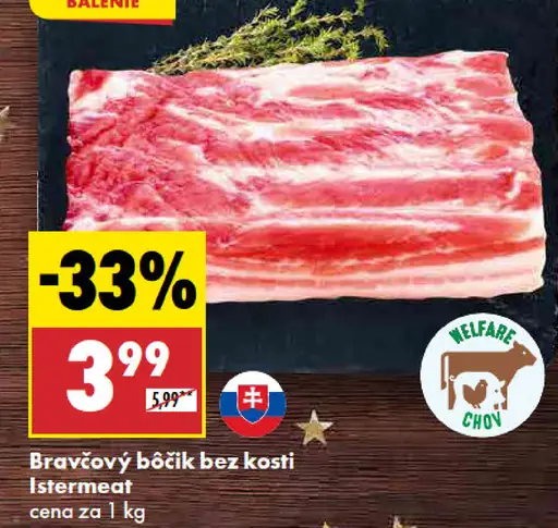 Istermeat Bravčový bôčik bez kosti