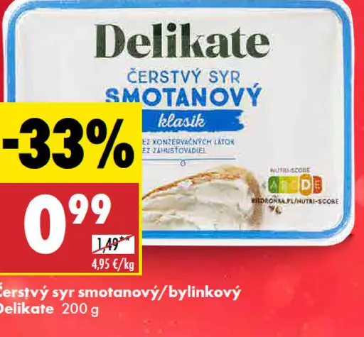 Delikate Čerstvý syr smotanový/bylinkový