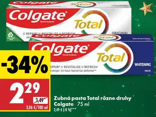 Colgate zubná pasta, vybrané druhy