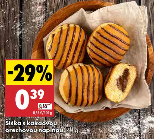 Šiška s kakaovou orechovou náplňou