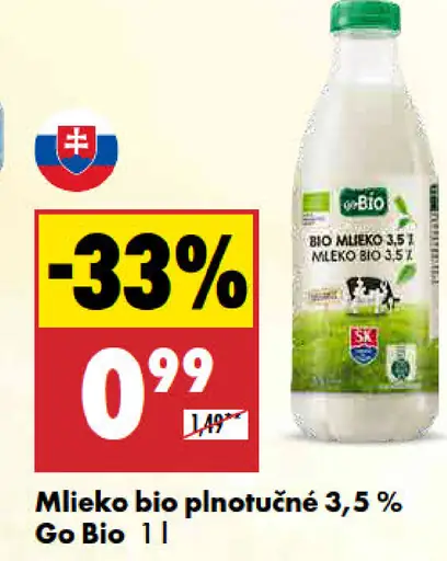 Go bio Mlieko bio plnotučné 3,5 %
