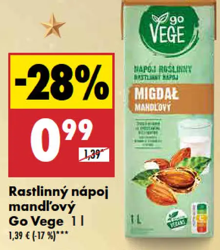 Go Vege Rastlinný nápoj mandľový