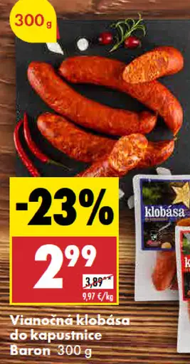 Vianočná klobása do kapustnice Baron