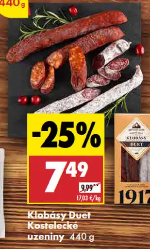 Klobásy Duet Kostelecké uzeniny
