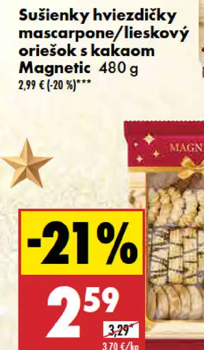Magnetic Sušienky hviezdičky mascarpone/lieskový oriešok s kakaom
