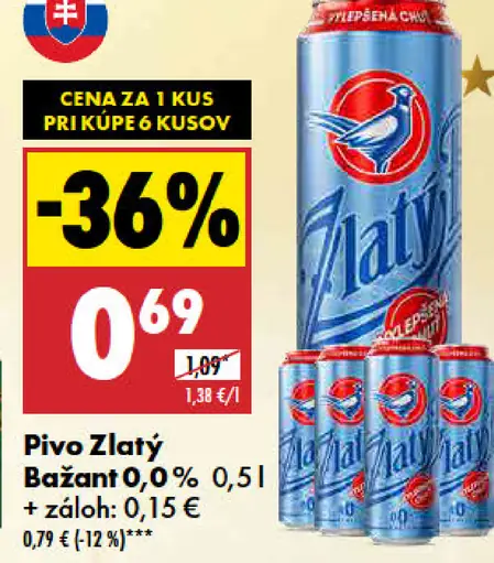 Zlatý Bažant Pivo plechovka