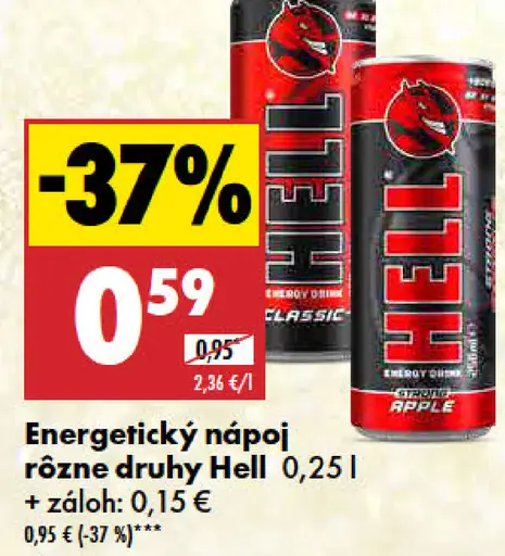 Energetický nápoj rôzne druhy Hell