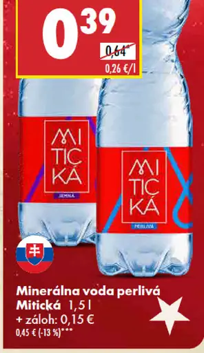 Mitická Minerálna voda jemne perlivá