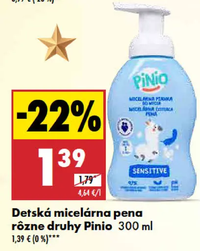 Pinio detská micelárna pena rôzne druhy