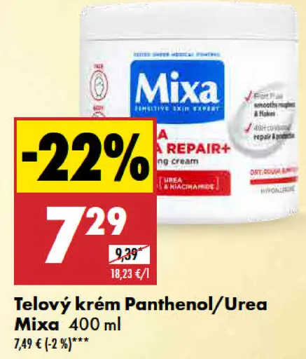 Mixa Telový krém Panthenol/Urea