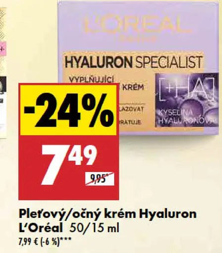 L'Oréal Pleťový/očný krém Hyaluron