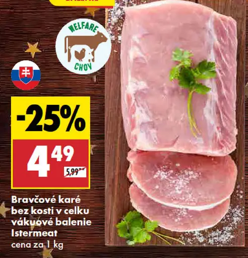 Bravčové karé bez kosti v celku vákuové balenie