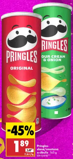 Pringles slané, smotana a cibuľa