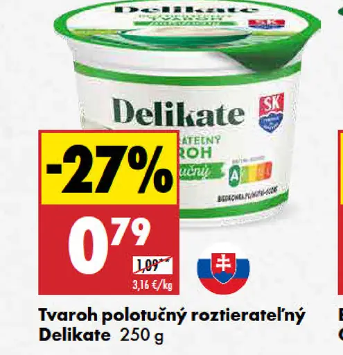 Delikate Tvaroh polotučný roztierateľný