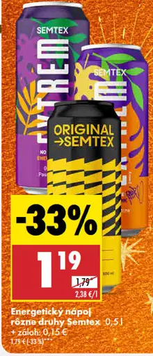 Semtex energetický nápoj rôzne druhy