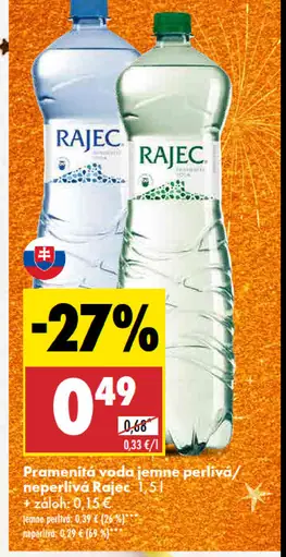 Pramenitá voda ochutená rôzne druhy Rajec