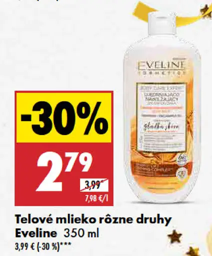 Eveline telové mlieko rôzne druhy