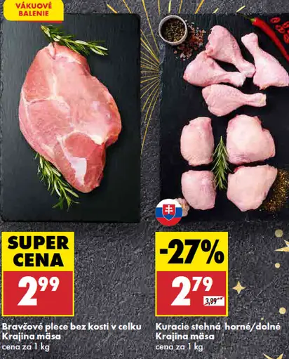 Krajina mäsa Bravčové plece bez kosti, v celku