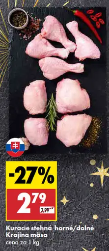 Krajina mäsa Kuracie stehná horné