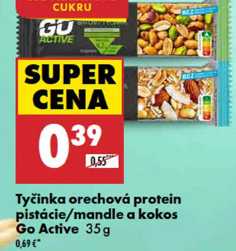 Go Active tyčinka orechová proteín pistácie/mandle a kokos