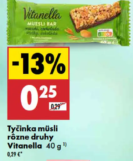 Vitanella tyčinka müsli rôzne druhy