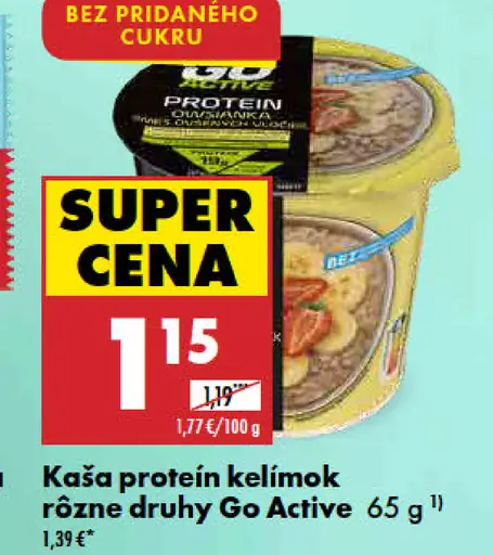 Go Active kaša proteín kelímok rôzne druhy