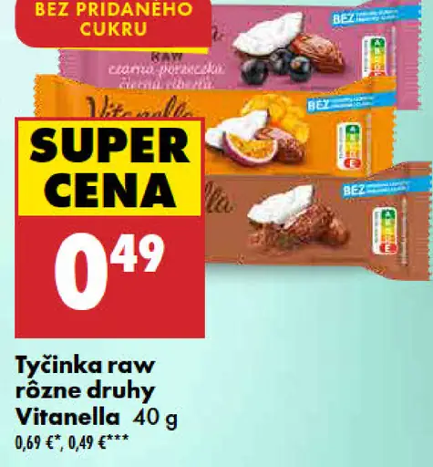 Vitanella tyčinka raw rôzne druhy