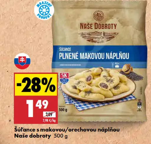 Naše Dobroty šúľance plnené orechovou náplňou