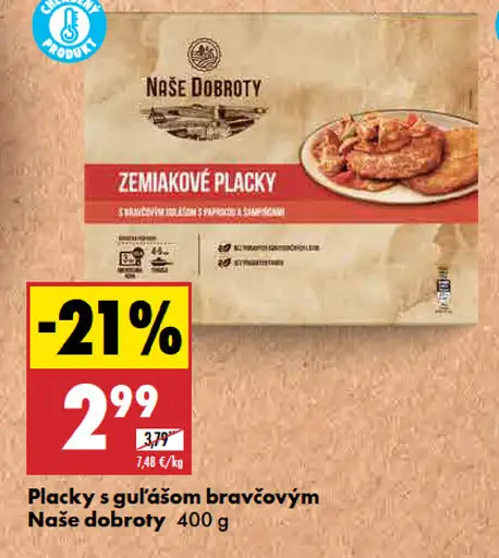 Naše Dobroty Zemiakové placky s bravčovým guľášom