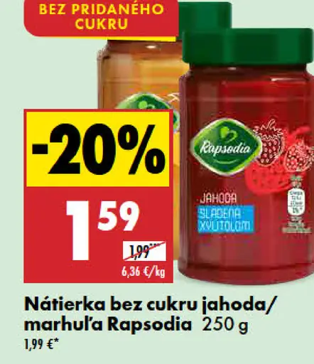 Nátierka bez cukru jahoda Rapsodia