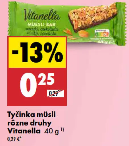 Vitanella tyčinka müsli rôzne druhy