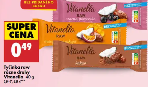 Vitanella tyčinka raw rôzne druhy