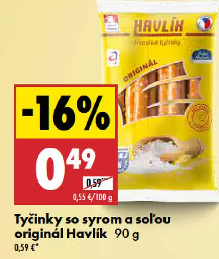 Havlik Tyčinky so syrom a soľou originál